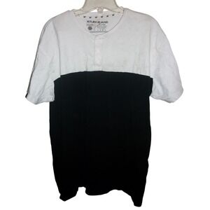 XRAY JEANS Mens 2XL Colorblock Henley T‎ Shirt White Black Premium Cotton